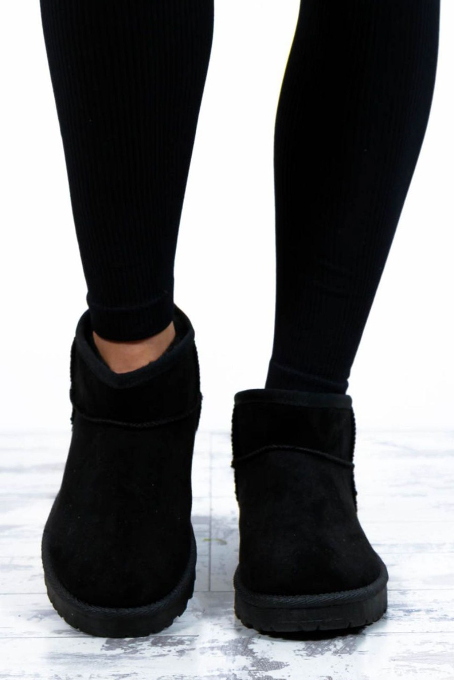 Footwear DRESS ME FASHION | Step In My Direction - Black Faux Suede Mini Ankle Boots