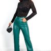 Clothing Babez | Stand A Chance - Forest Faux Leather Wide-Leg Trousers