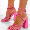 Footwear NO DOUBT | Twisted Love - Candy Pink Lace Up Heels