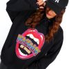 Clothing STYLEWISE | Peace And Love Multi Graphic Print Hoodie Black