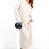 Clothing B GIRL | Off The Cable - Oatmeal Cable-Knit Collar Dress Neutral