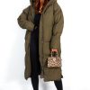 Clothing B GIRL | Rock The Coat Long Hooded Puffer Jacket Khaki