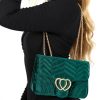 Accessories Jamie Bags | Heart-Ly Trying - Forest Gold Velvet Heart Handbag