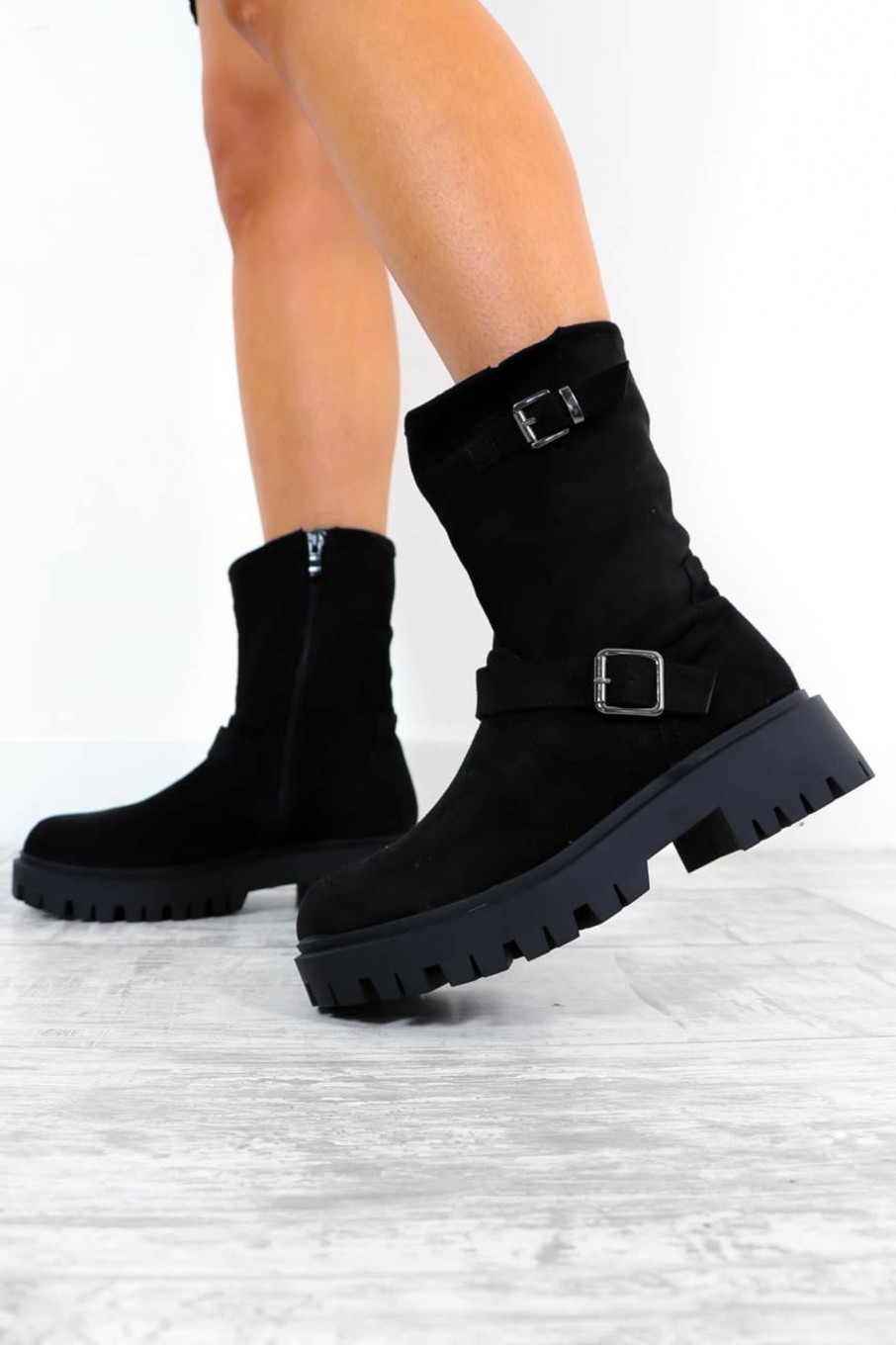 Footwear NN Accessories | Wear You Down Suede Biker Boots Black