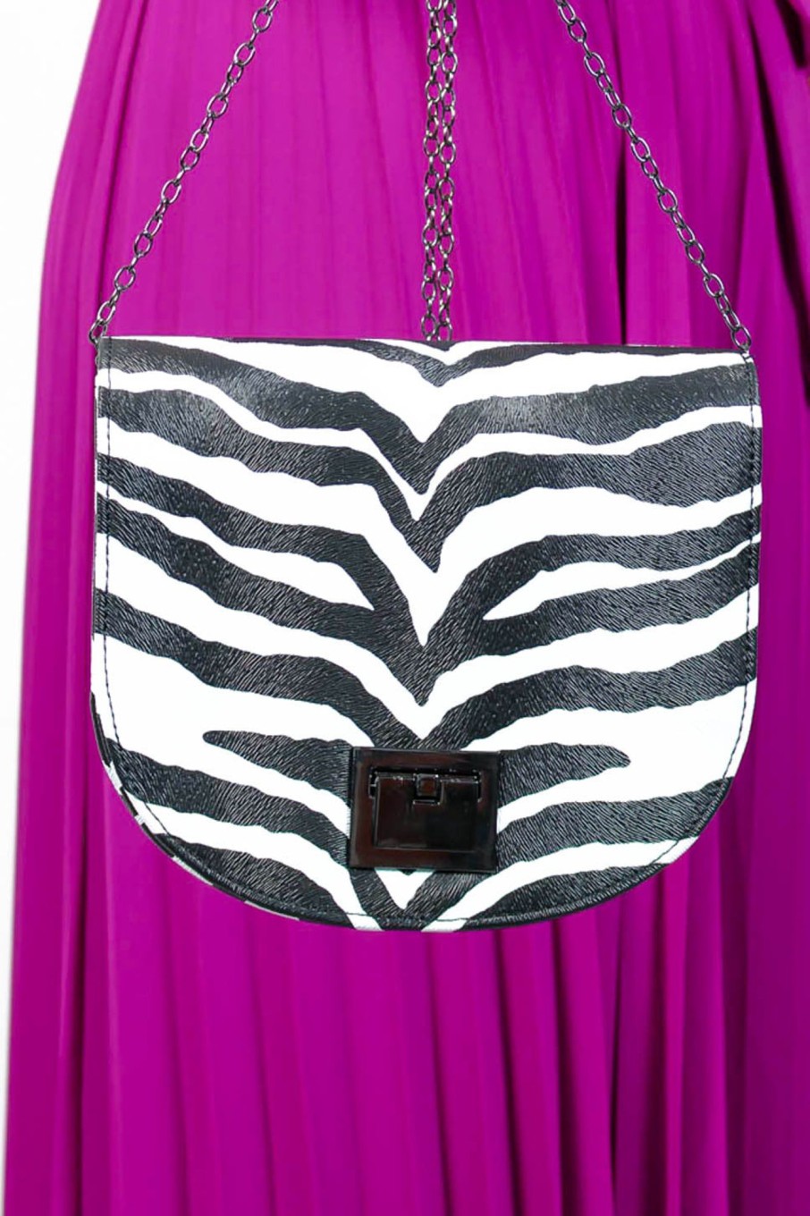 Accessories JC Unique | Believe The Stripe - White Black Zebra Crossbody Bag