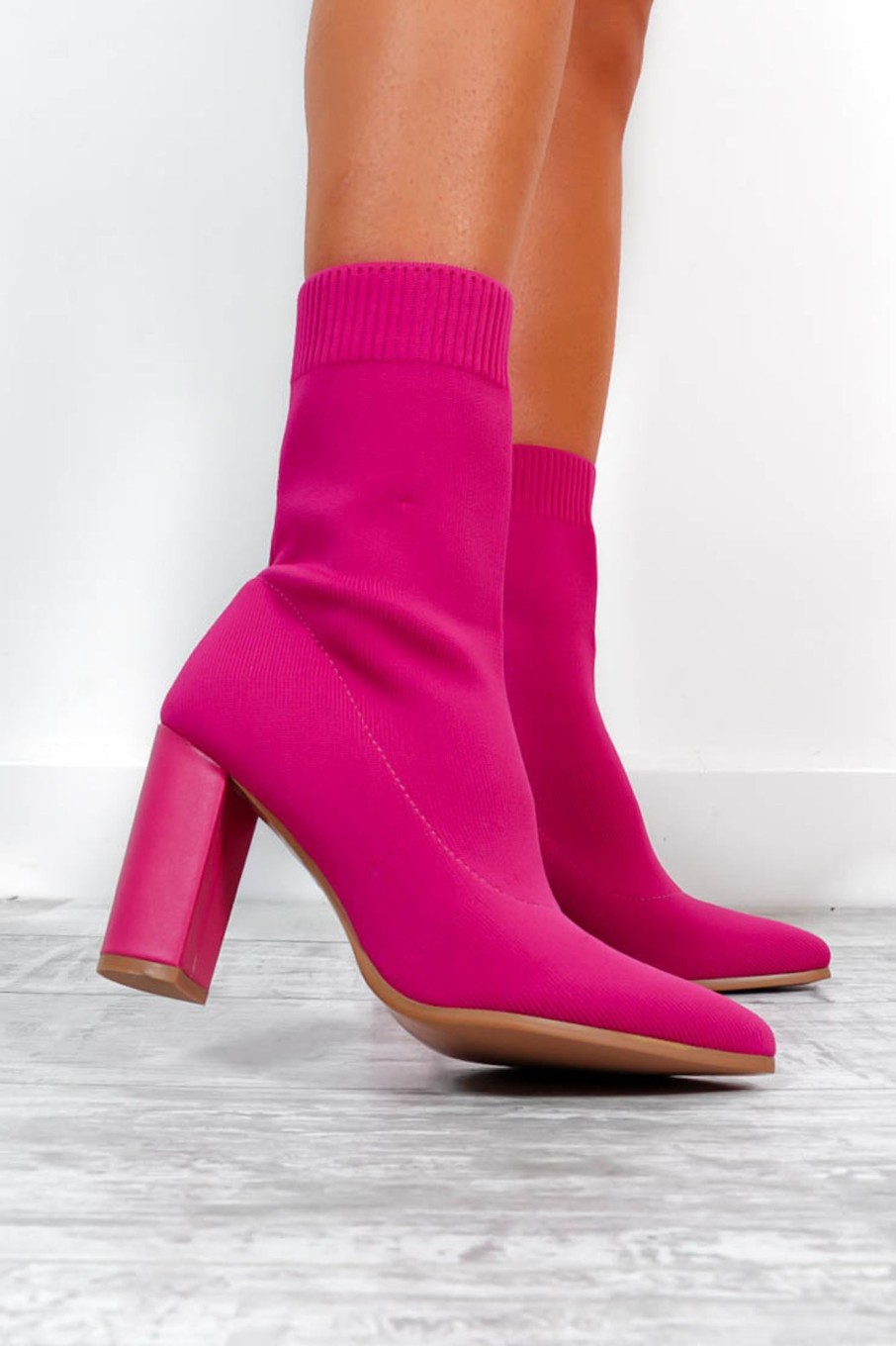 Footwear NO DOUBT | One Step Ahead - Pink Heeled Sock Boots