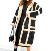 Clothing K-ZELL | Chic And Cosy Cream Faux Shearling Longline Coat Black