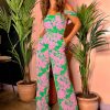 Clothing GIRL IN MIND | Elegance Is Everything Pink Floral Print Jumpsuit Green