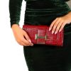 Accessories KOKO FASHION | Crossed The Line - Wine Gold Croc Clutch Bag Red