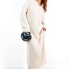 Clothing B GIRL | Off The Cable - Oatmeal Cable-Knit Collar Dress Neutral