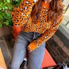 Clothing DAMES | Livin' The Leopard Life Leopard Knitted Jumper Orange