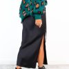 Clothing Glamorous | The Only One Satin Midi Split Skirt Black