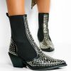 Footwear NN Accessories | Show Down - Black Silver Studded Boots