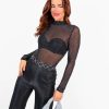 Clothing BABEZ FASHION | Mesh With My Head - Black Mesh Diamante Bodysuit