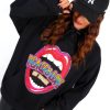 Clothing STYLEWISE | Peace And Love Multi Graphic Print Hoodie Black