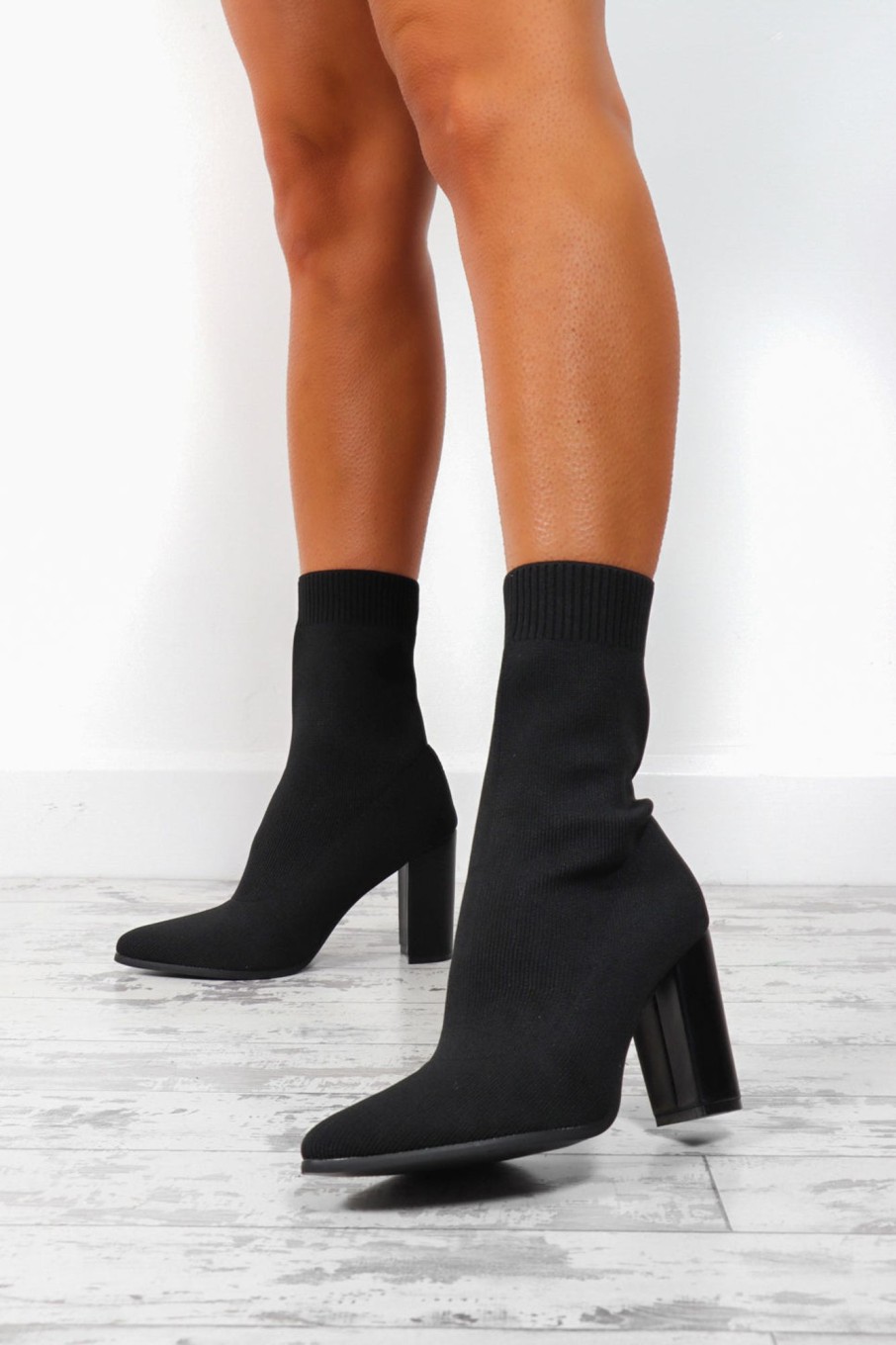 Footwear NO DOUBT | One Step Ahead - Black Heeled Sock Boots