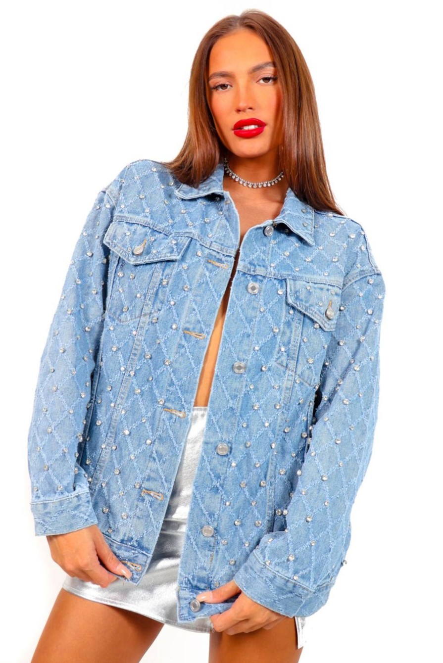 Clothing Chique | Star-Studded - Blue Denim Diamante Jacket