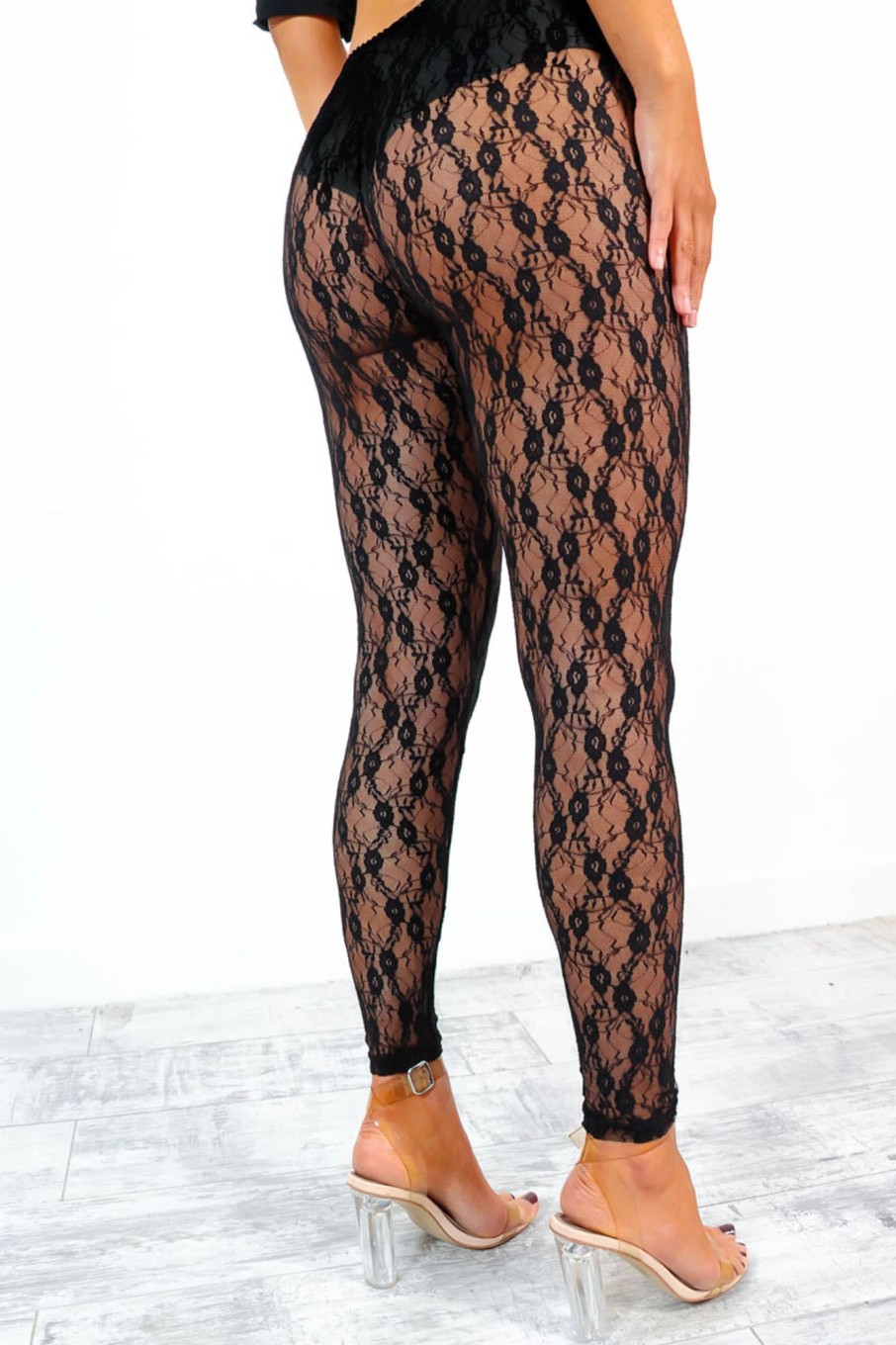 Clothing B GIRL | Not Just A Pretty Lace High-Waisted Lace Leggings Black