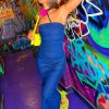 Clothing BABEZ FASHION | Denim Moment - Indigo Denim Bandeau Bodycon Maxi Dress Blue