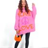 Clothing B GIRL | Love Your Peace Orange Reversible Knitted Jumper Pink