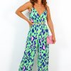 Clothing NOVA OF LONDON | Be Fierce - Green Purple Blush Leopard Print Jumpsuit