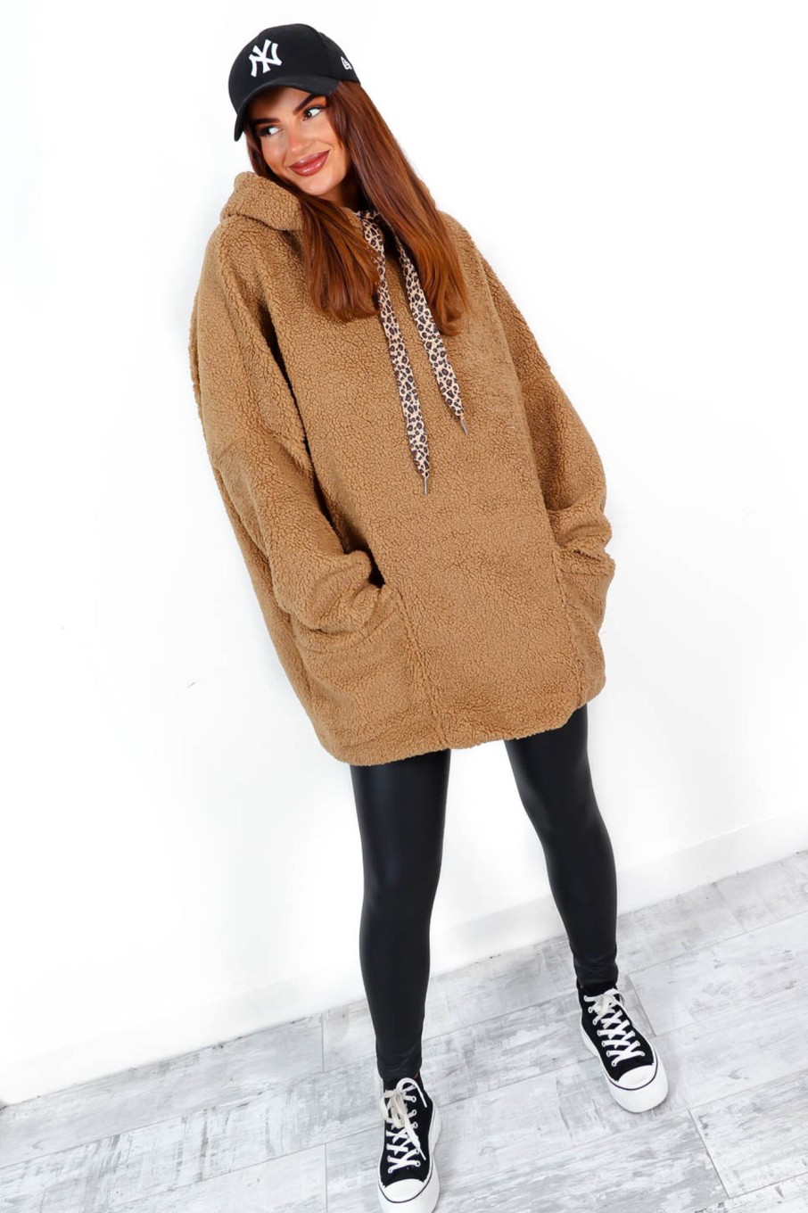 Clothing BGIRL | Fluff Off Borg Oversized Hoodie Camel