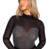 Clothing By Swan | Never A Mesh - Black Mesh Diamante Bodysuit