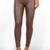 Clothing B GIRL | Leather Let Me Go - Brown Faux Leather Leggings