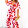 Clothing GIRL IN MIND | Its Showtime - Red Pink Animal Print Culotte Jumpsuit