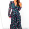 Clothing B GIRL | The Pleat Is On - Forest Fuchsia Leopard Pleated Jumpsuit