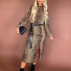 Clothing AX PARIS | Wild Instincts - Beige High Neck Animal Print Midi Dress