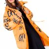 Clothing DAMES | Choose You Hooded Graffiti Puffer Coat Orange