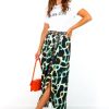 Clothing Babez | Tame Me Cream Animal Print Gathered Midi Skirt Black