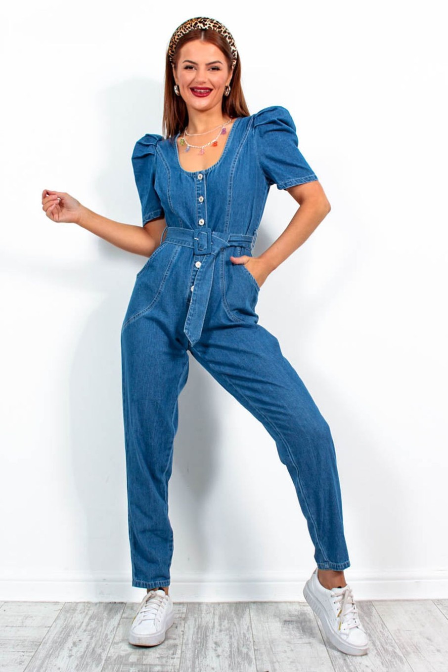 Clothing NOVA OF LONDON | Working Hard Hardly Working - Denim Jumpsuit