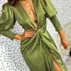 Clothing Glamorous | Drive Em Wild - Olive Green Midi Wrap Dress